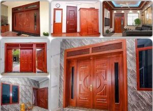 Cửa thép vân gỗ 4 cánh đều
