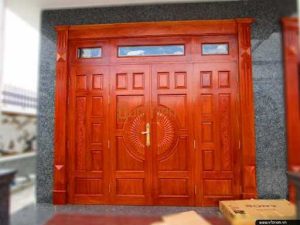 Mẫu cửa sắt 4 cánh giả gỗ