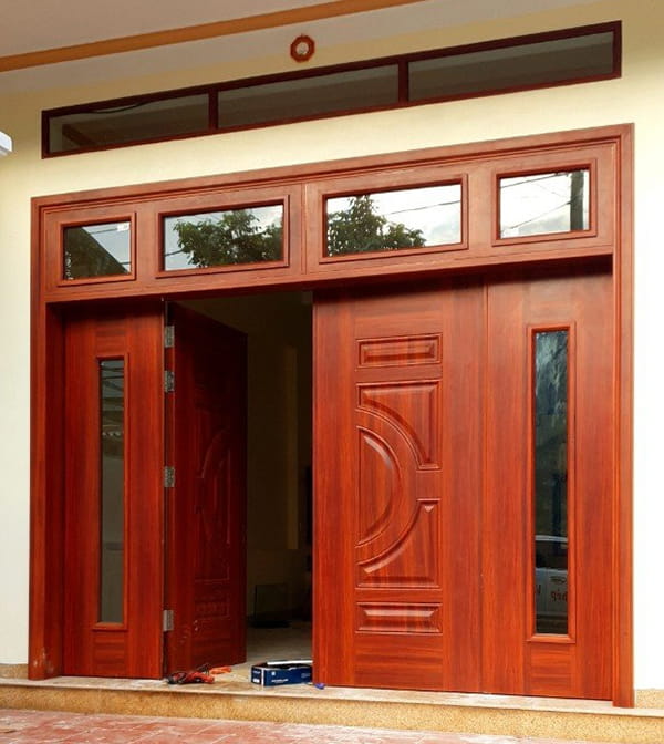 mẫu cửa sắt giả gỗ 4