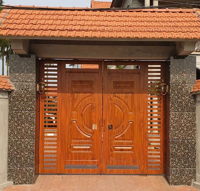 mẫu cửa sắt giả gỗ 6