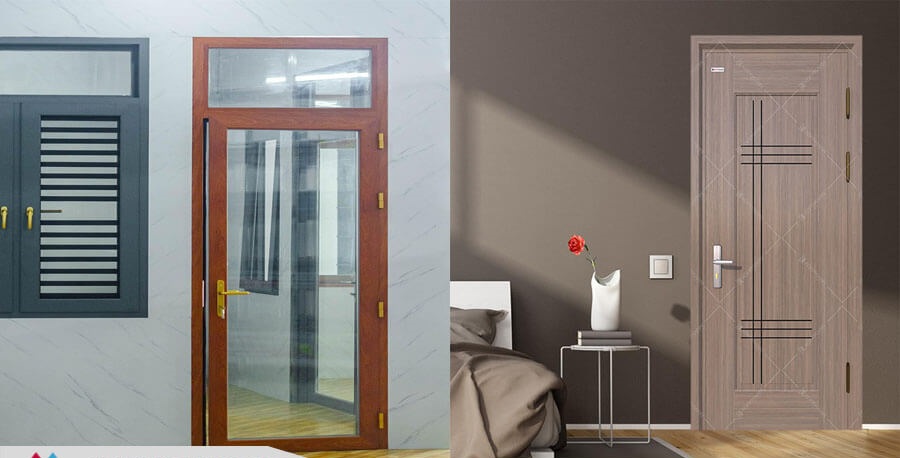Cửa nhôm giả gỗ 1 cánh đẹp